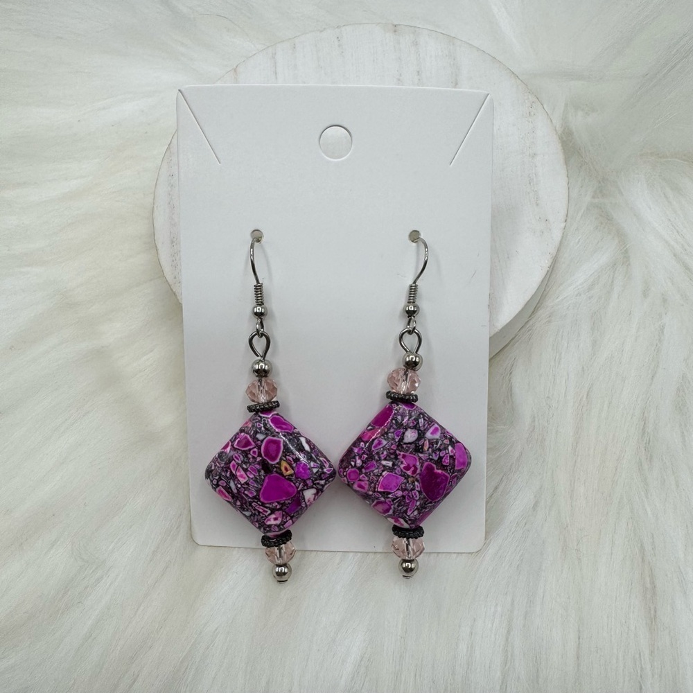 Vibrant Pink Fashion Statement Unique Dangle Earrings